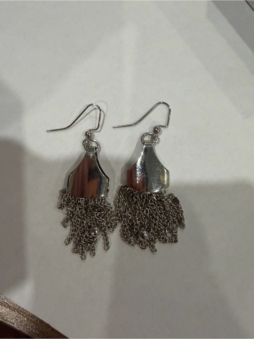 Silver Tassel Fringe Dangle Earrings - Women Jewelry